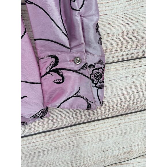 Jerry T Floral Embroidered Tie Front Kimono Top Women's XXL‎ Pink/Black NEW - Picture 9 of 11